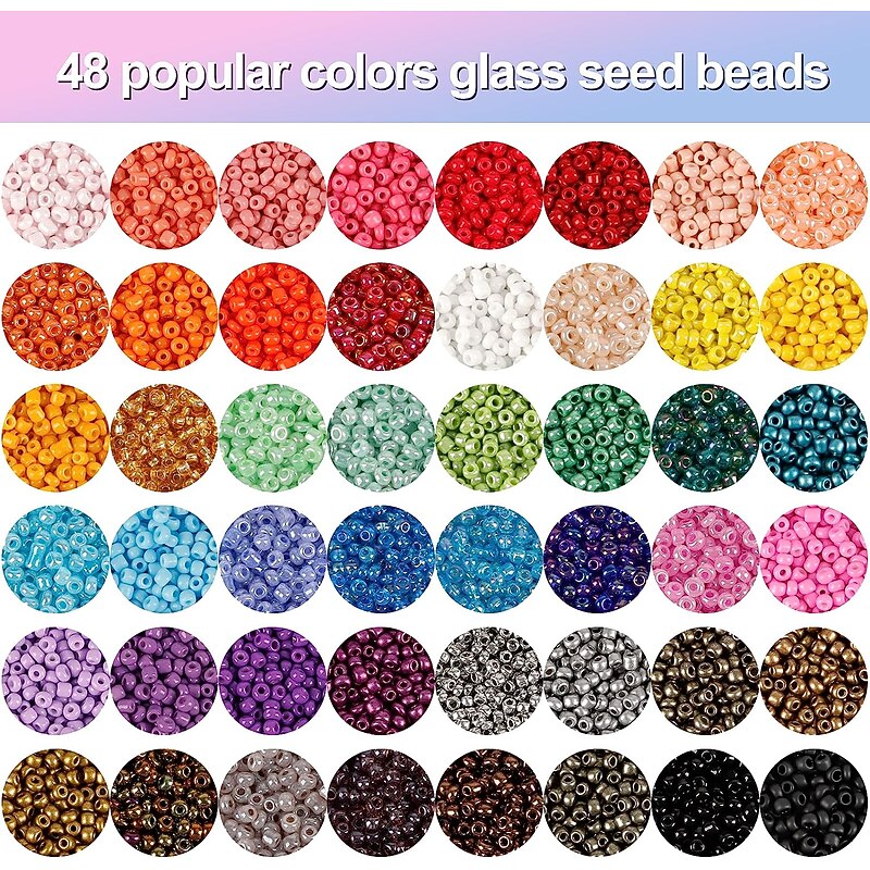 36000pcs Glass Seed Beads 2mm Beads 48 Colors 12/0 Small Bracelets Beads and 260 Letter Beads for Jewelry Making Crafts,Bracelets Making Kit2