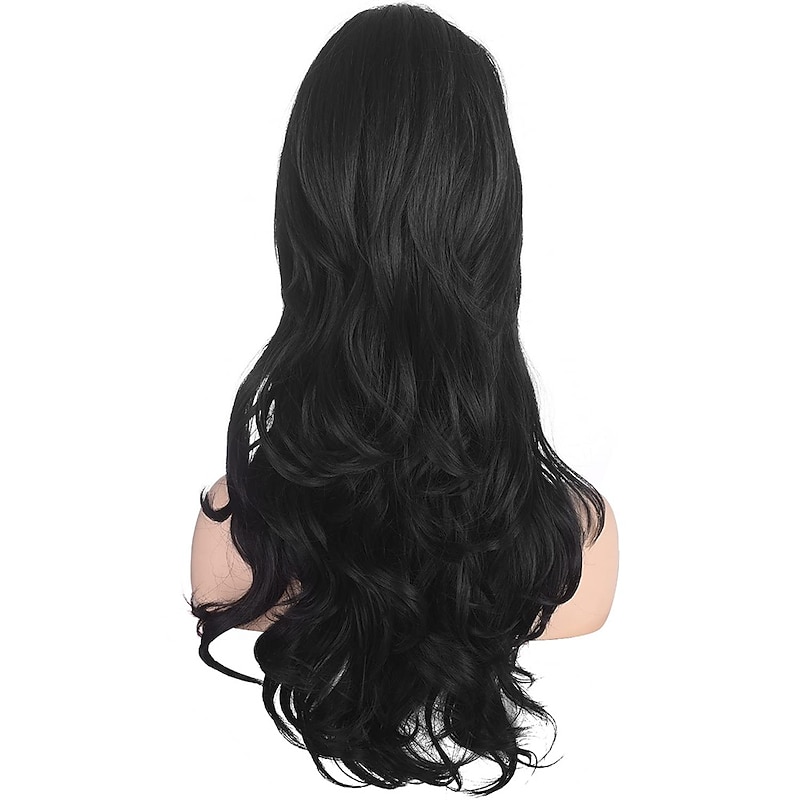 Women Black Beehive Wig Long Curly Wavy Bouffant Heat Resistant Synthetic Hair wigs for Womens Vintage Costume Cosplay Carnival Party Halloween Wigs4