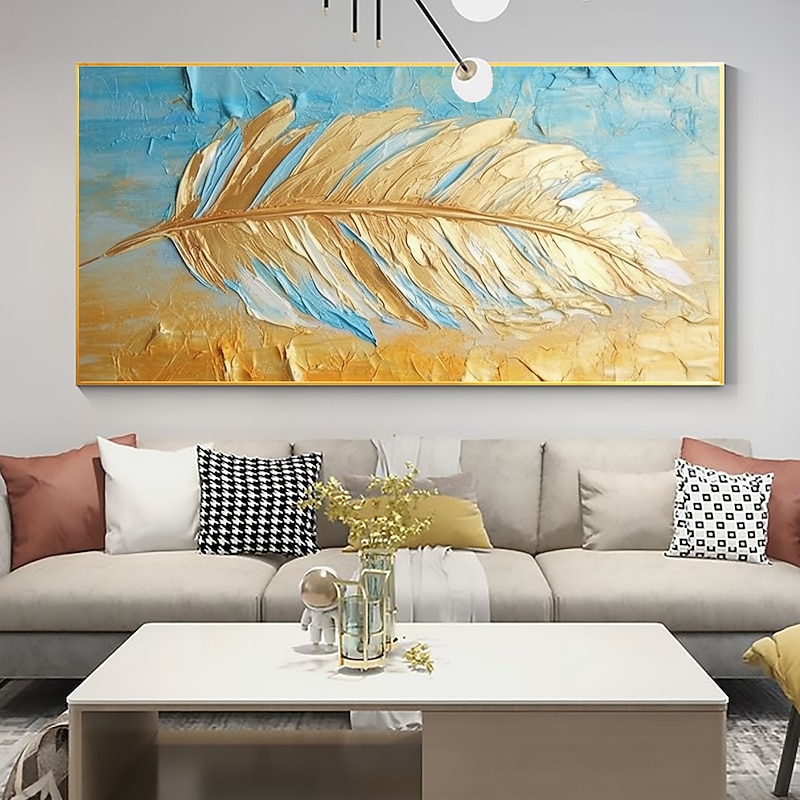 Handmade Oil Painting Canvas Wall Art Decor Original Feather Painting for Home Decor With Stretched Frame/Without Inner Frame Painting 10