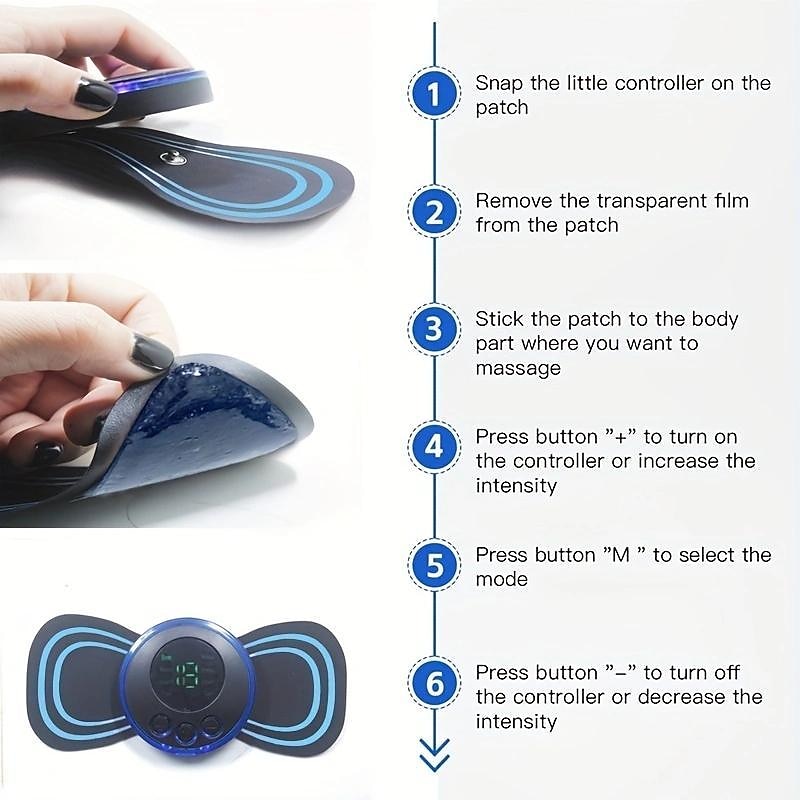 1pc Mini Portable Electric Neck Massager Patch Relieve Back & Shoulder Hip Pain Instantly With Cervical Massage Pad2