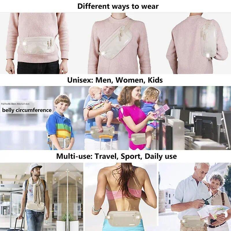 1PC Invisible Travel Waist Packs Waist Pouch for Passport Money Belt Bag Hidden Security Wallet Casual Bag For Men Women4