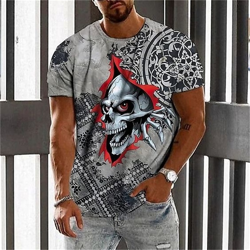 Men's Graphic Skulls T Shirt Tee Short Sleeve T shirt 3D Print Crew Neck Shirt Vintage Fashion Designer Outdoor Casual Daily 1 2 3 Spring & Summer Clothing Apparel S M L XL 2XL 3XL 4XL4