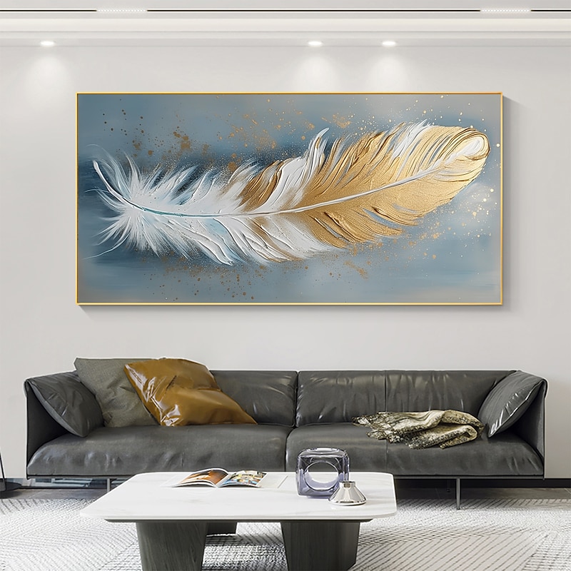 Handmade Oil Painting Canvas Wall Art Decor Original Feather Painting for Home Decor With Stretched Frame/Without Inner Frame Painting 6