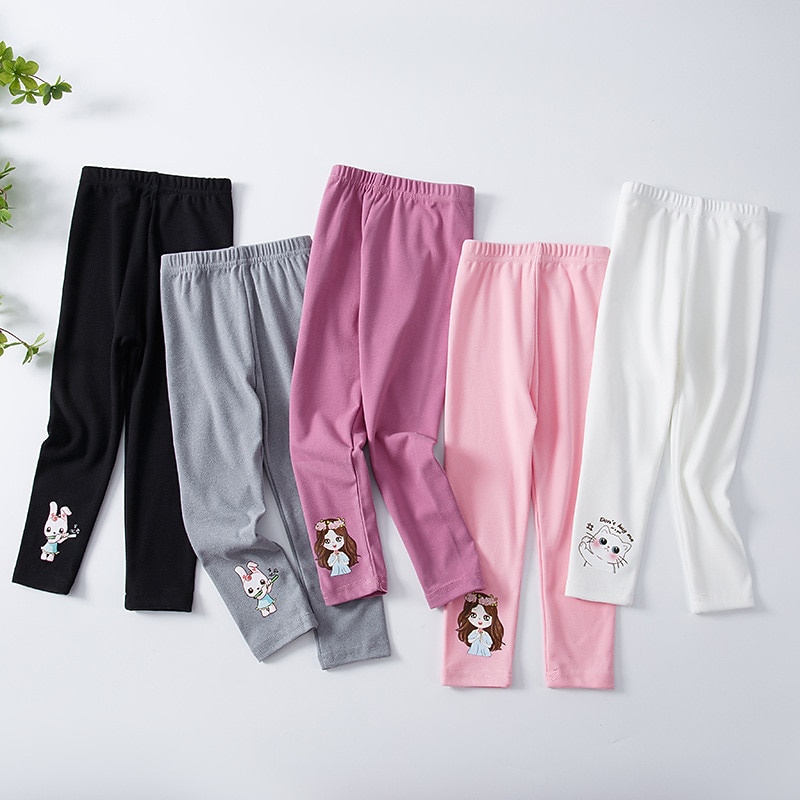 Kids Girls' Leggings Cat Active Outdoor 7-13 Years Spring Black White Pink3