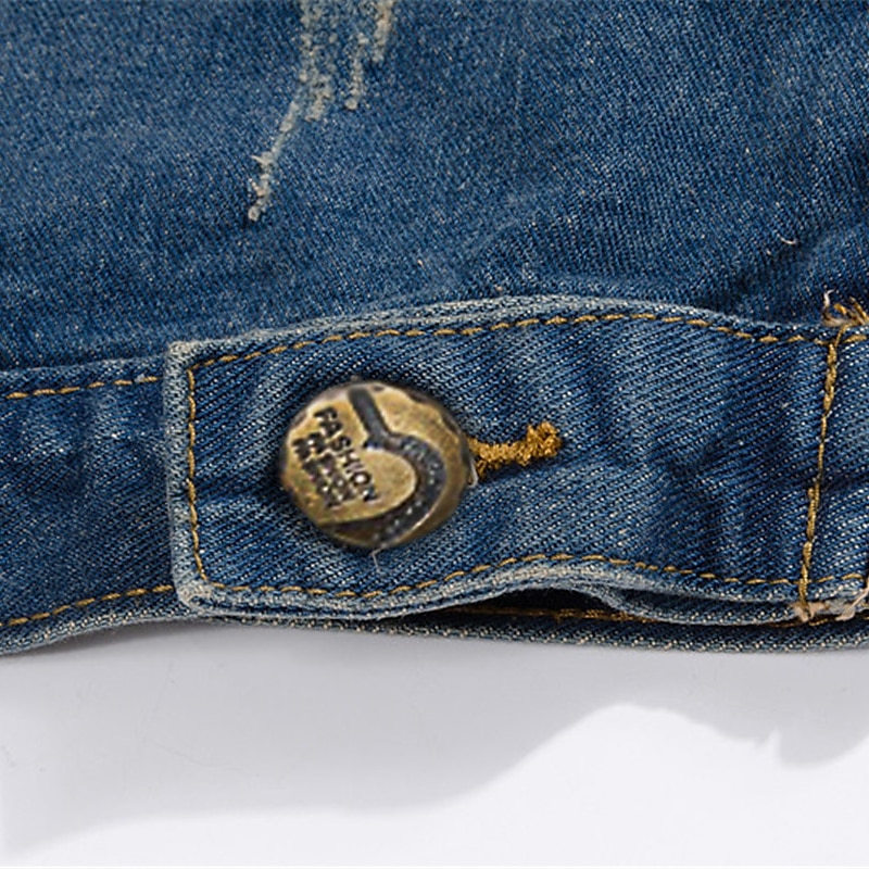 Men's Gilet Denim Vest Daily Wear Vacation Going out Fashion Basic Spring &  Fall Button Pocket Cotton Blend Comfortable National Flag Single Breasted Lapel Regular Fit Blue Vest4