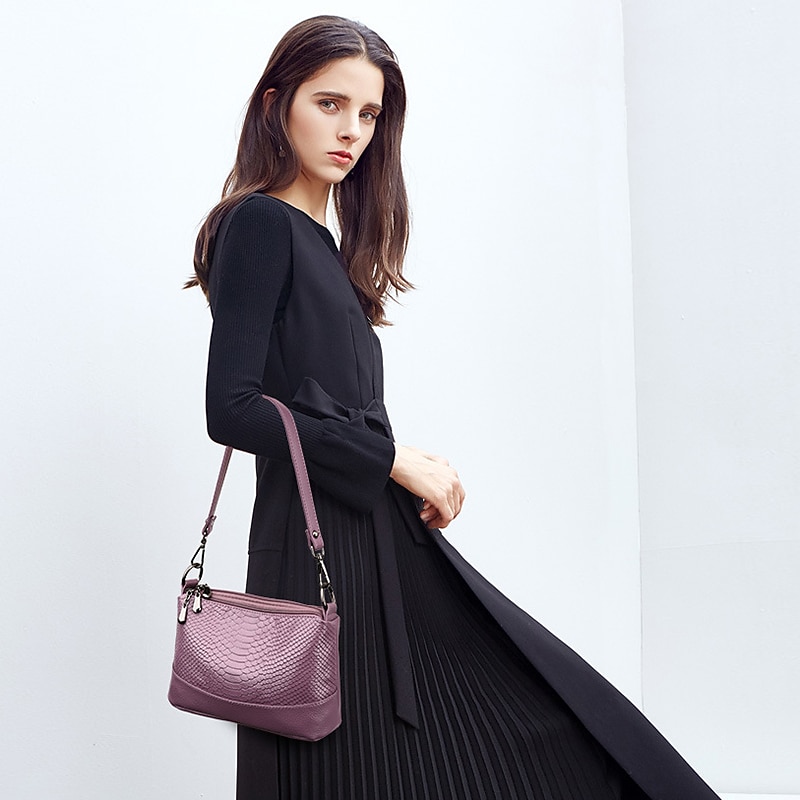 Women's Crossbody Bag Shoulder Bag Hobo Bag PU Leather Shopping Daily Zipper Large Capacity Waterproof Durable Solid Color Snake Print Wine Red earth king Black3