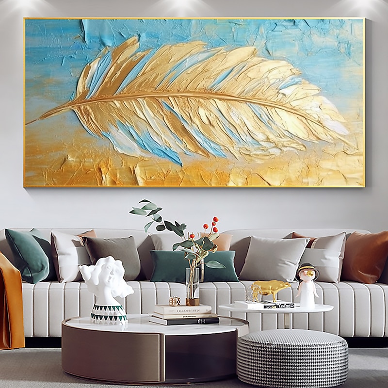 Handmade Oil Painting Canvas Wall Art Decor Original Feather Painting for Home Decor With Stretched Frame/Without Inner Frame Painting2