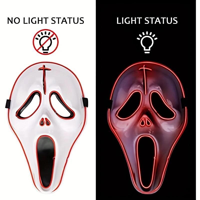 LED Luminous Mask Screaming Scare Halloween Mask Festival Carnival Props Funky PVC Decorative Mask3