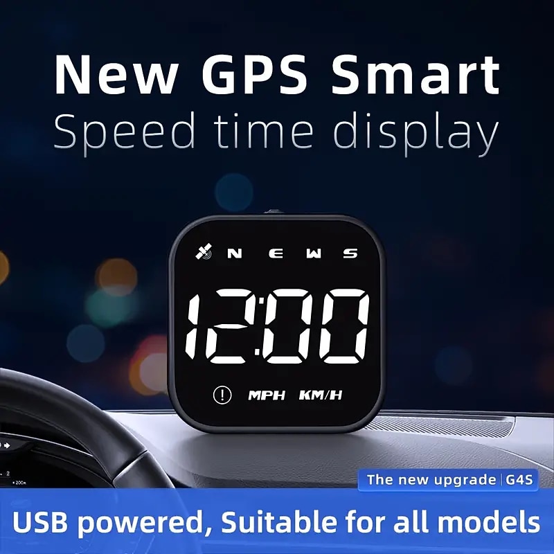 Digital GPS Speedometer Car HUD Heads Up Display with Digital Speed in MPH KPH Compass Driving Direction Fatigue Driving Reminder Overspeed Alarm Trip Meter