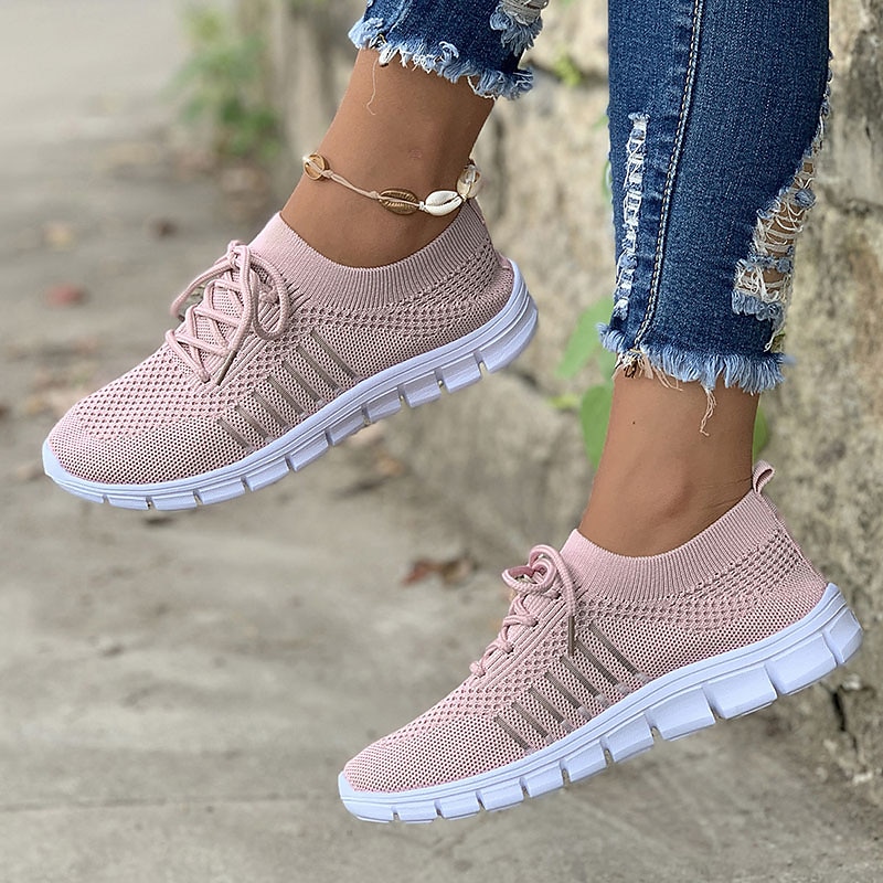 Women's Black Knit Sneakers with White Sole for Running and Casual Wear 14