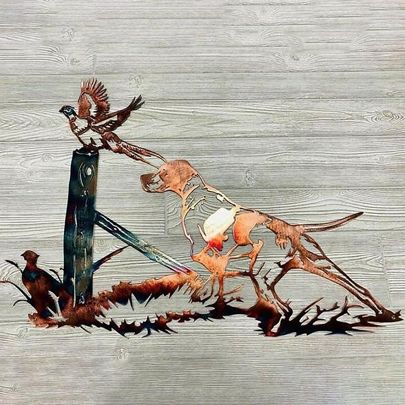 Dog Metal Wall Decor Metal Wall Art Bird Ornament Home Bedroom Living Room Window Decoration  32.5x21.5cm