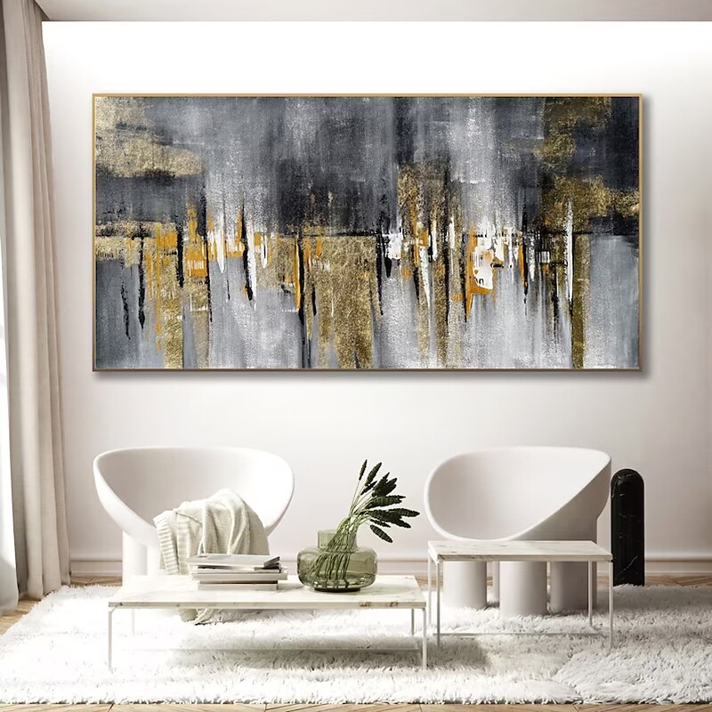 Handmade Oil Painting Canvas Wall Art Decoration Modern   Abstract Gold Horizontal Large Size for Living Room Home Decor Rolled Frameless Unstretched Painting3