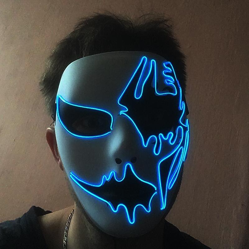 Neon Light LED Mask LED Halloween Scary Mask Cosplay Party Masque Masquerade Masks Halloween Costume Carnival Glow Party Props3