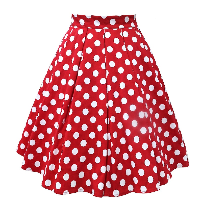 Elegant Polka Dots Classical Grease Outfits Skirt A Line Skirt Mini Skirt Printing Fancy Dress Women's Carnival Valentine's Day Masquerade Vacation Dailywear Adults' Skirt Spring & Summer2