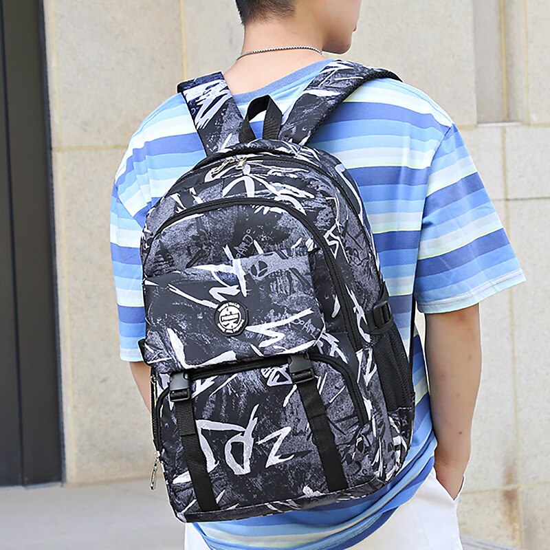 Men's Women's Backpack School Bag Bookbag Commuter Backpack School Outdoor Color Block Geometric Pattern Polyester Large Capacity Waterproof Lightweight Zipper Black Red Blue4