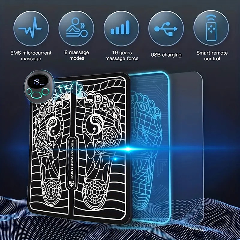 EMS Foot Massager Pad Portable Foldable Massage Mat Pulse Muscle Stimulation Improve Blood Circulation Relief Pain Relax Feet2