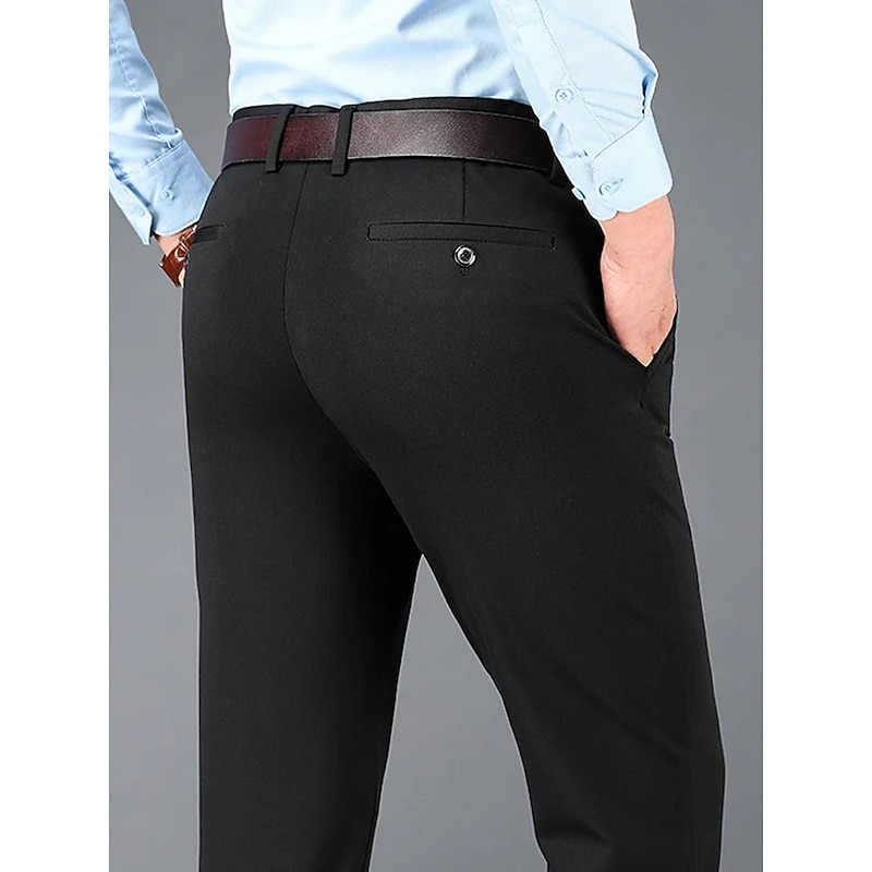 Men's Trousers Dress Pants Slacks Suit Pants Pocket Plain Comfort Soft Wedding Outdoor Daily Fashion Casual Black Blue2