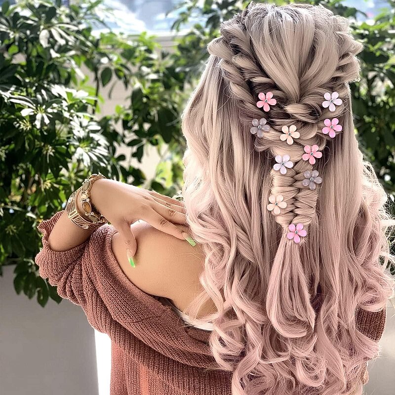 5Pcs Flower Hair Clips Mini Hair Clips Glitter Opal Hair Clips for Kid Metal Small Claw Clips for Sweet Bangs Tiny Crystal Flower Barrettes Cute Claw Clips for Girls Hair Accessories for Women4