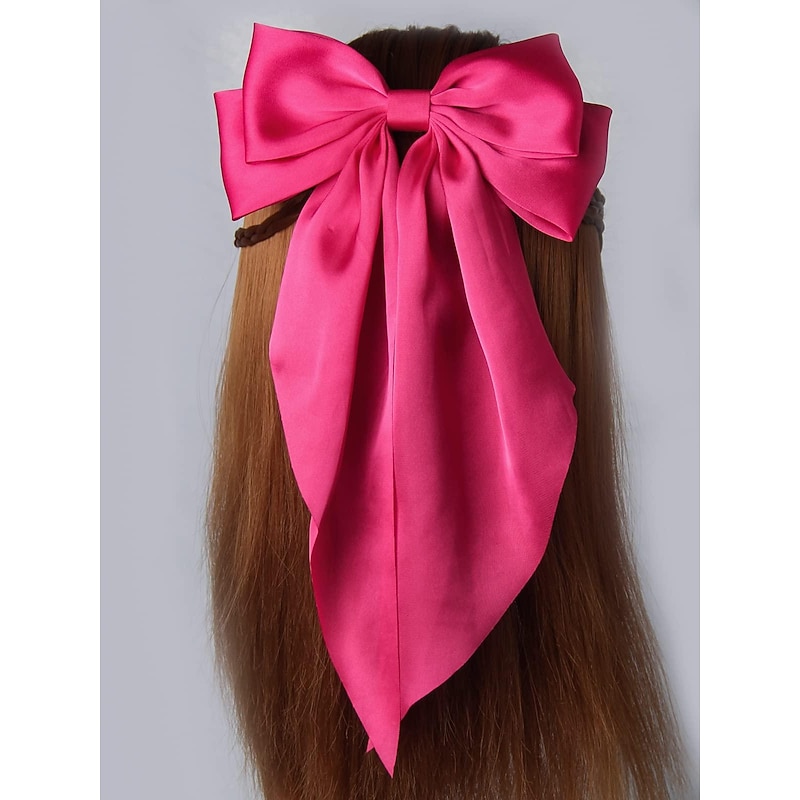 1PC Hair Bow Clips for Women Large Satin Hair Bows Long-Tail Alligator Clips Big Hair Bow Girls Hair Accessories Wedding Prom Party Charm3