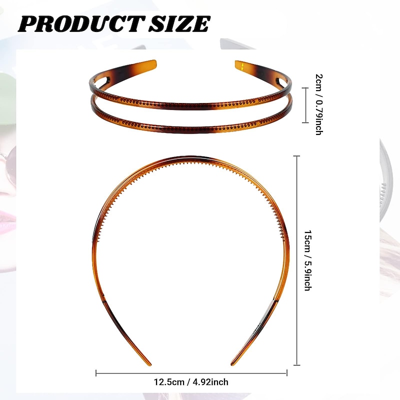 1PC  Plastic Headbands for Women Non-Slip Double Row Teeth Comb Headband Non-Slip Hair Hoop Hair Bands with Fine Tooth Simple and Chic Headwear Hair Accessory for Women Girls Decorations3