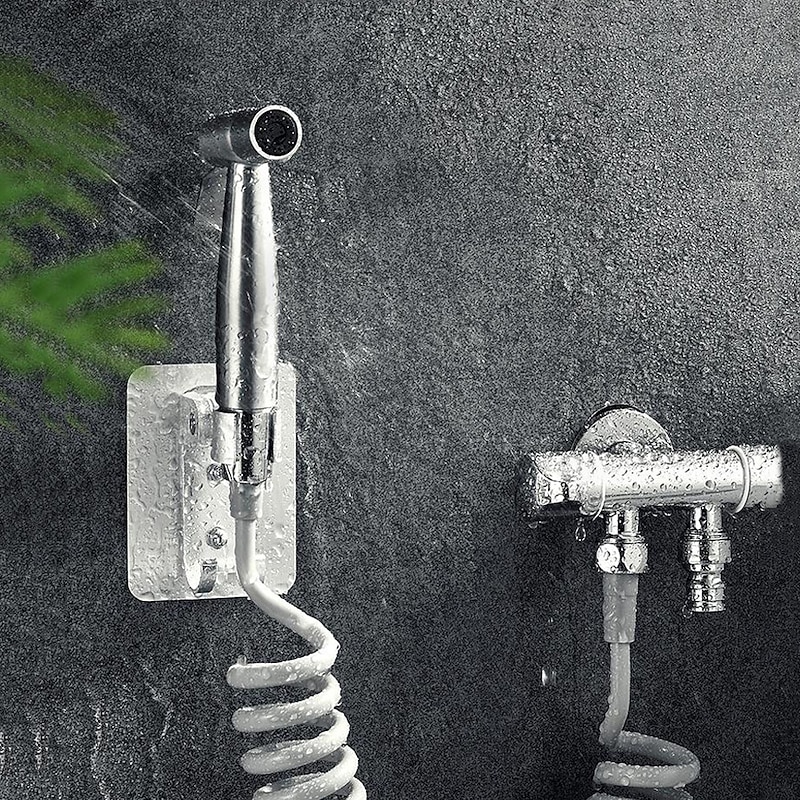 Bidet Sprayer Set No Drilling Bracket for Toilet Stainless Steel Head and Hose 1.5m/3m, Wall Mounted Handlheld Spray, Shattaf Diaper Cleaning for Personal Hygiene