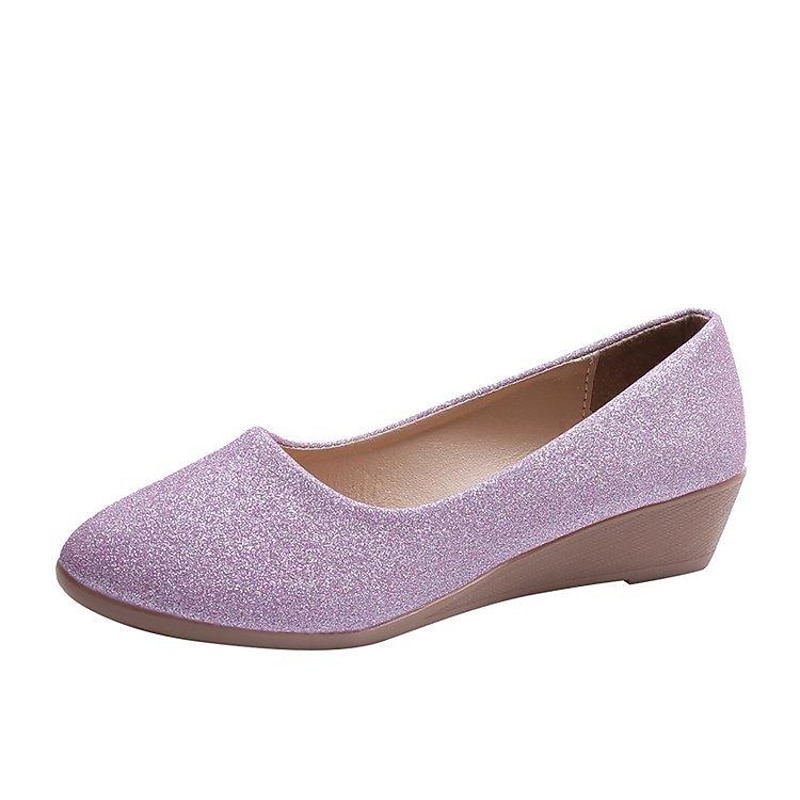 Women's Pink Glitter Wedge Flats – Comfortable Slip-On Sparkly Flats for Casual Outings, Parties, and Everyday Wear 7