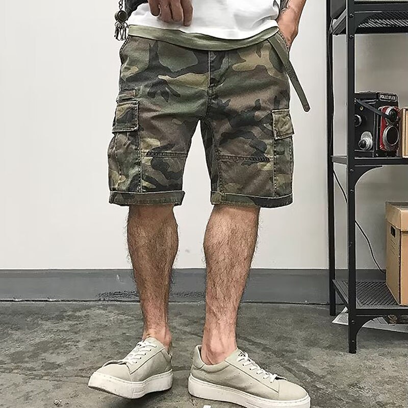 Men's Cargo Shorts Camo Shorts Shorts Hiking Shorts Multi Pocket Camouflage Comfort Breathable Knee Length Casual Daily Holiday Sports Fashion Camouflage Camouflage Green2