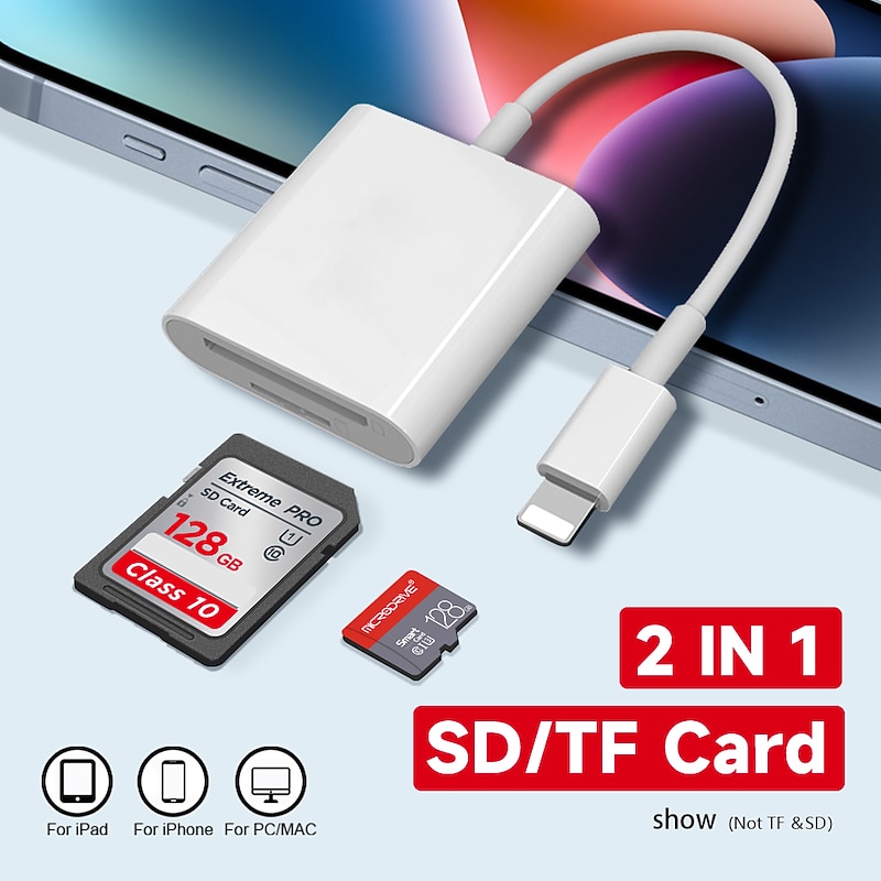 Dual Sd Card Reader Supports SD and TF Card Trail Portable Micro Sd Card Reader No Application Required for Camera iPhone iPad