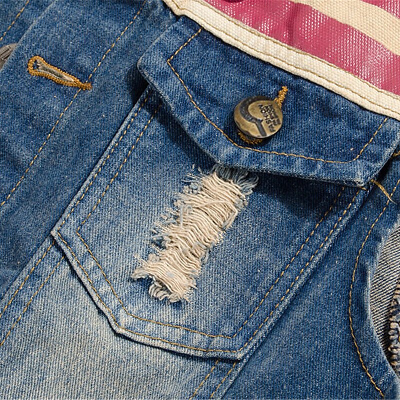 Men's Gilet Denim Vest Daily Wear Vacation Going out Fashion Basic Spring &  Fall Button Pocket Cotton Blend Comfortable National Flag Single Breasted Lapel Regular Fit Blue Vest3