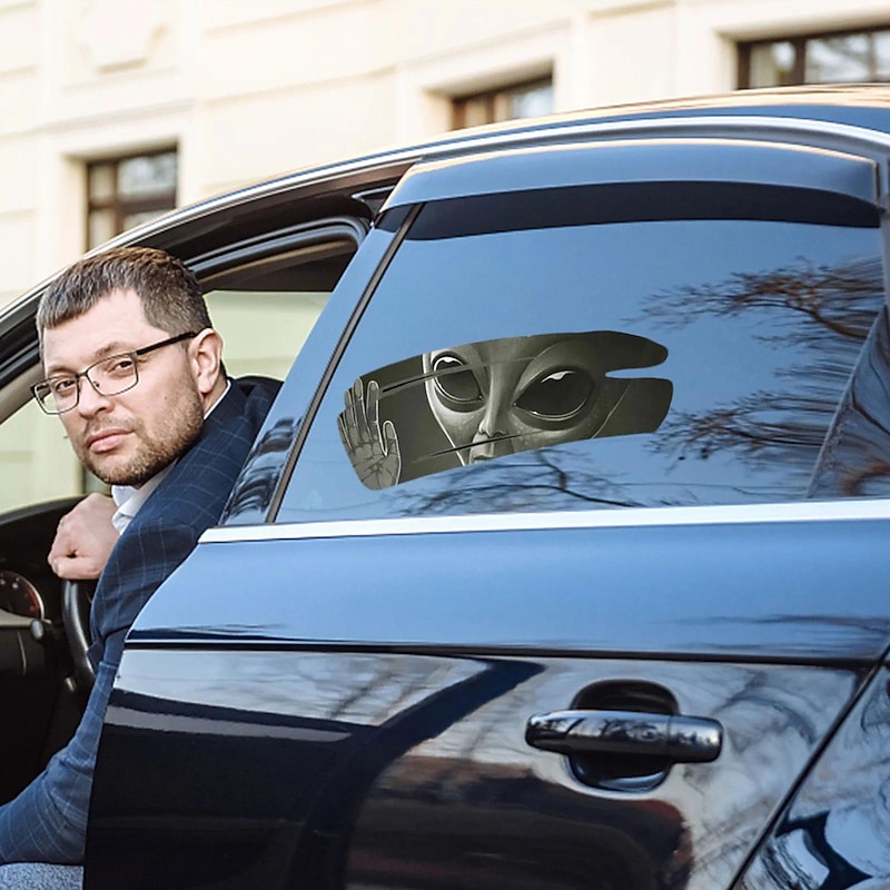 3D Alien Cracked Car Sticker Cool Self-Adhesive PVC Vinyl Auto Racing Decal For Covering Scratches & Pull Flowers11.8 X 7.87 in4