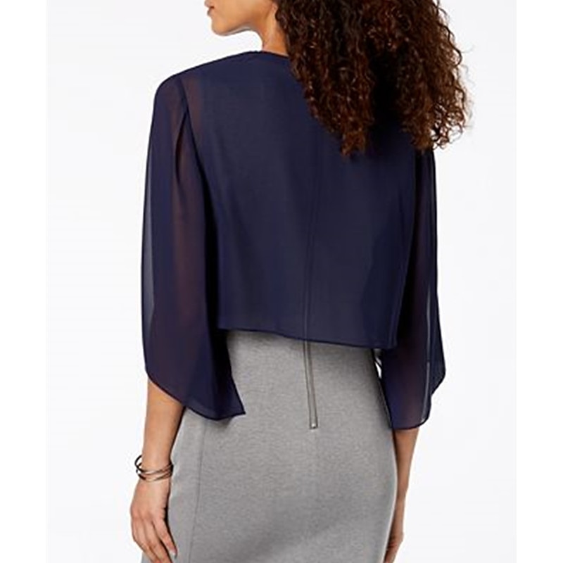 Shawls Women's Wrap Elegant Pure 3/4 Length Sleeve Chiffon Wedding Wraps With Pure Color For Wedding Spring & Summer2