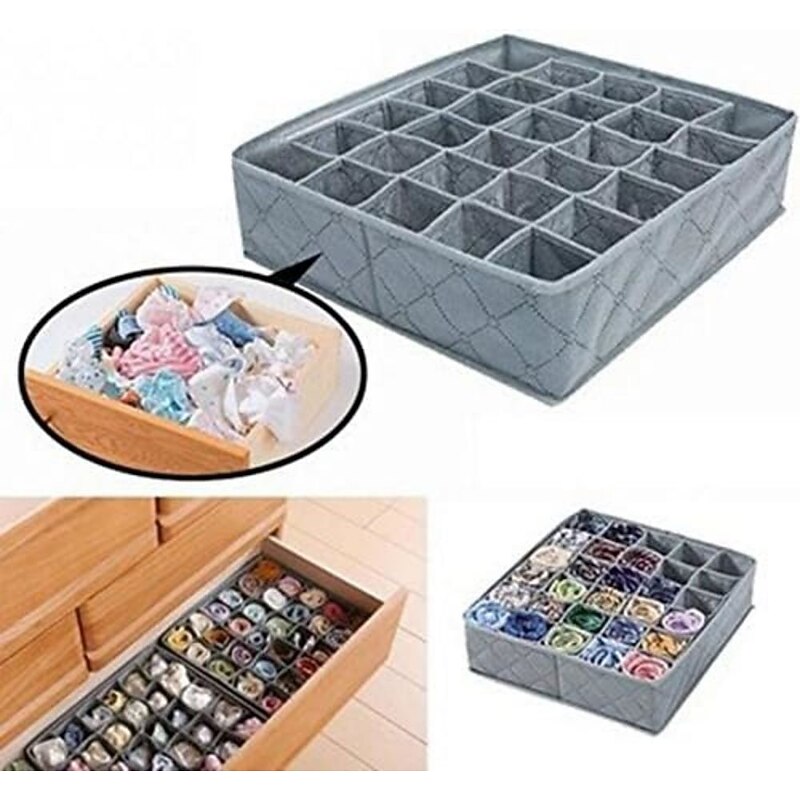 30 Grids Foldable Underwear Storage Box, Non Woven Fabric Multiple Cells Socks Organizer, Bras Drawer Organizer2