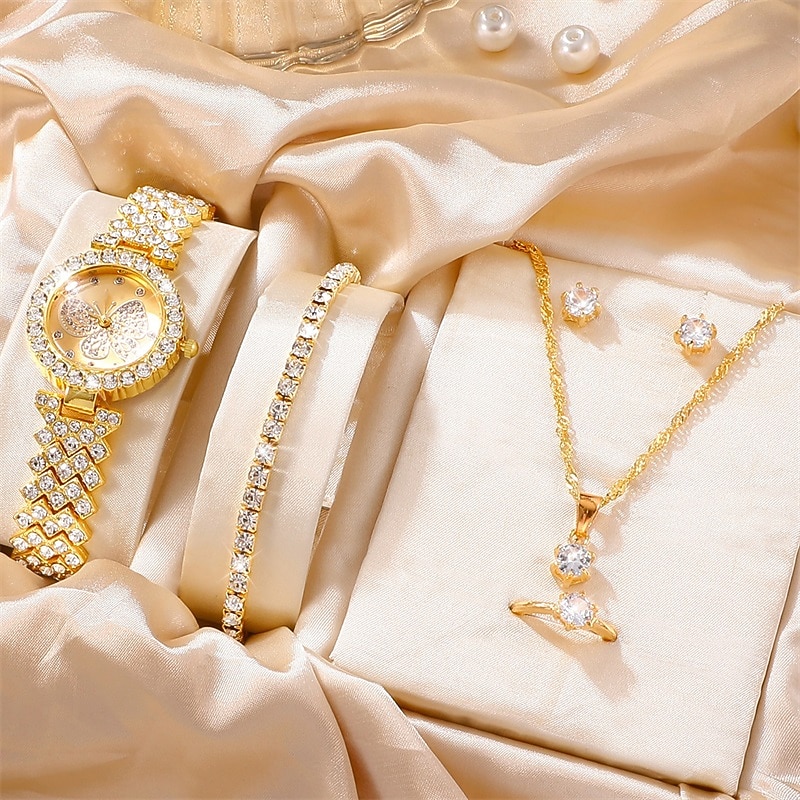 Women Quartz Watch Luxury Fashion Bling Rhinestone Chronograph World Time Decoration Stainless Steel Strap Watch