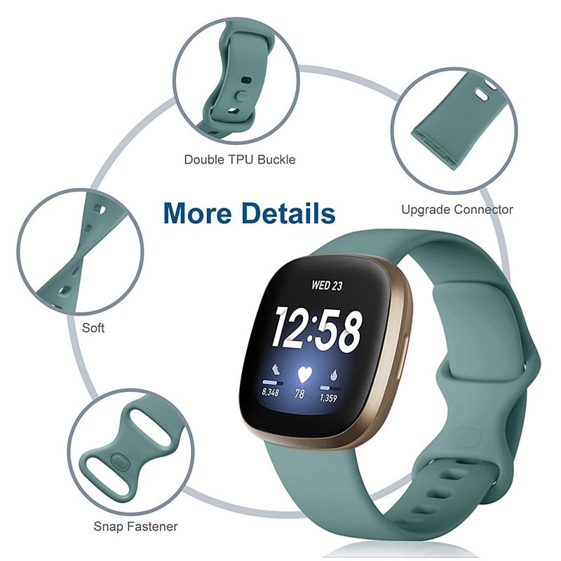 4 Pack Smart Watch Band Compatible with Fitbit Versa 4 Sense 2 Versa 3 Sense Silicone Smartwatch Strap Adjustable Women Men Sport Band Replacement  Wristband3
