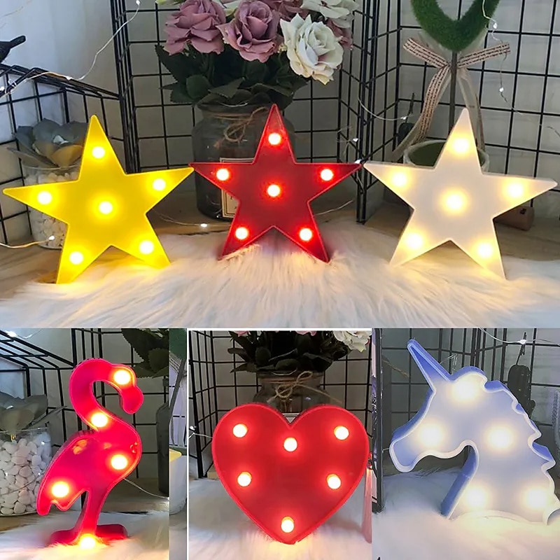 Mini Unicorn LED Flamingo Night Lights Party Moon Cloud 3D Table Lamp Star Light Sign Letter Light Decor XMAS Christmas Gifts