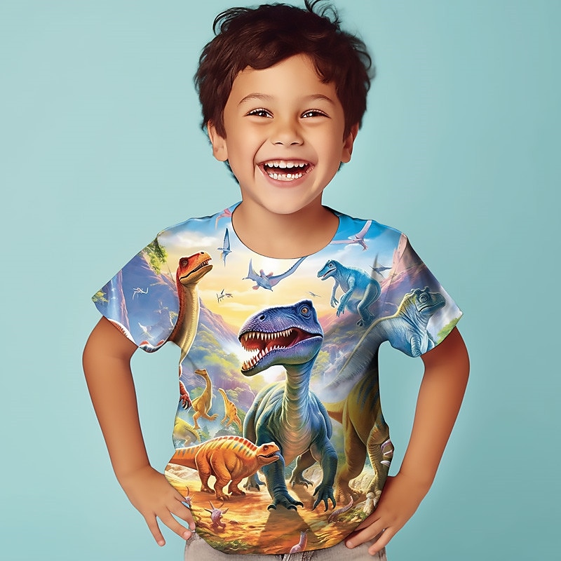 Boys' 3D Graphic Animal Dinosaur T shirt Tee Short Sleeve 3D Print Summer Spring Active Sports Fashion Kids 3-12 Years Outdoor Casual Daily Regular Fit3