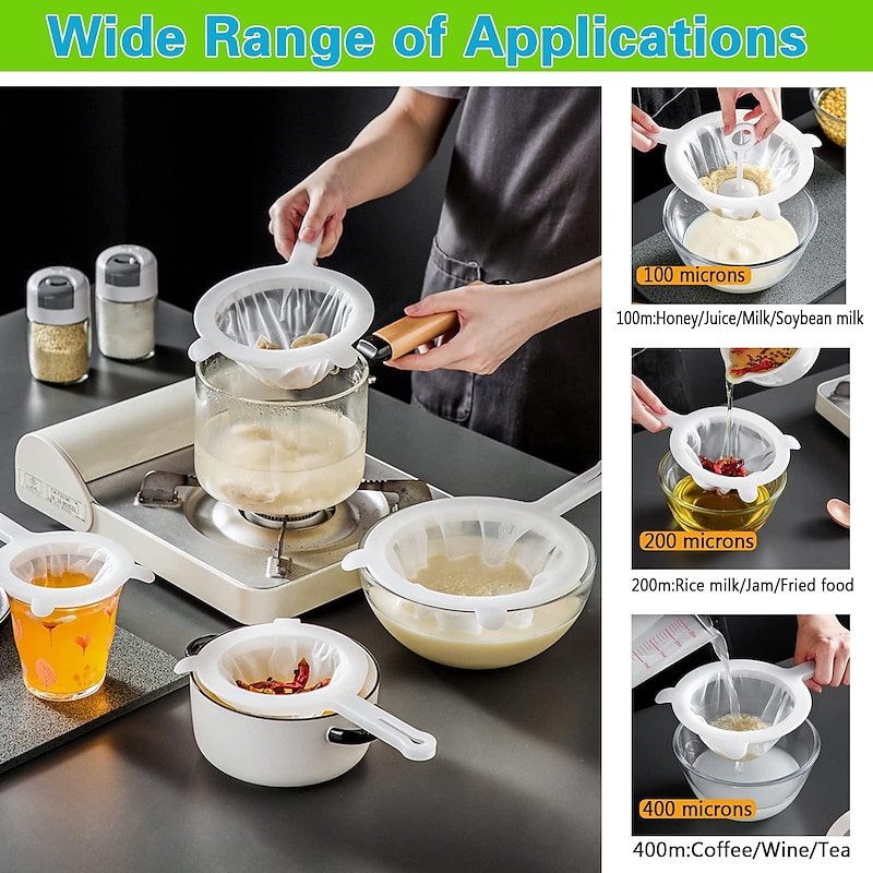 Kitchen Ultra-Fine Nylon Mesh Strainer Food Yogurt Mesh Sieve Plastic Mesh Colander with ​Handle Mini Brine Shrimp Separation Net for Filtering Juice Juice Milk Honey2