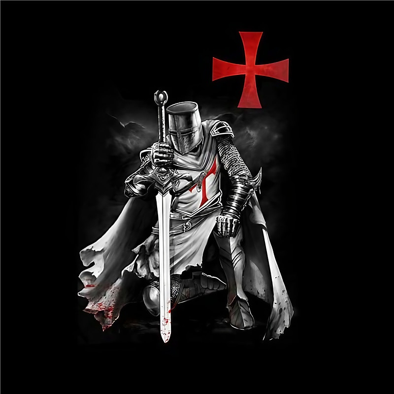 Men's Graphic Knights Templar T Shirt Knights Templar T Shirts Short Sleeve T shirt 3D Print Crew Neck Shirt Vintage Fashion Designer Outdoor Daily Sports Red Blue Purple Spring & Summer Clothing4