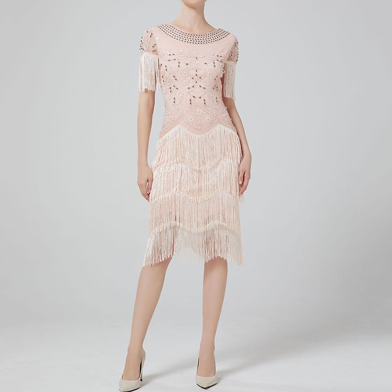 Retro Vintage Roaring 20s 1920s Flapper Dress Dress The Great Gatsby Wedding Guest Sequins Tassel Fringe Fancy Dress Women's Masquerade Wedding Wedding Guest Party / Evening Adults' Dress Homecoming
