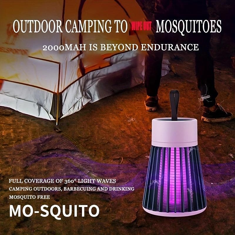 Indoor & Outdoor Electric Mosquito Killer – Portable Purple LED Light Trap with Suction and Electric Shock for Camping and Home3