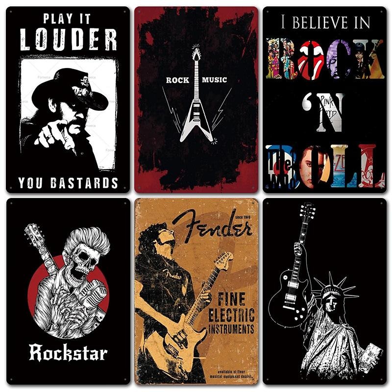 1pc Music Metal Tin Sign Vintage Kitchen Signs Wall Decor, Painting Wall Hanging for Restaurant Decor Bar Decor Home Decor Wall Art Metal Tin Sign 20x30cm/8''x12''3