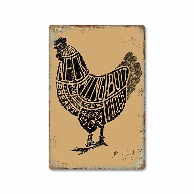 1pc Farm Metal Tin Sign Chicken Hen Tin Sign Vintage Kitchen Signs Wall Decor, Painting Wall Hanging for Restaurant Decor Bar Decor Home Decor Wall Art Metal Tin Sign 20x30cm/8''x12''3