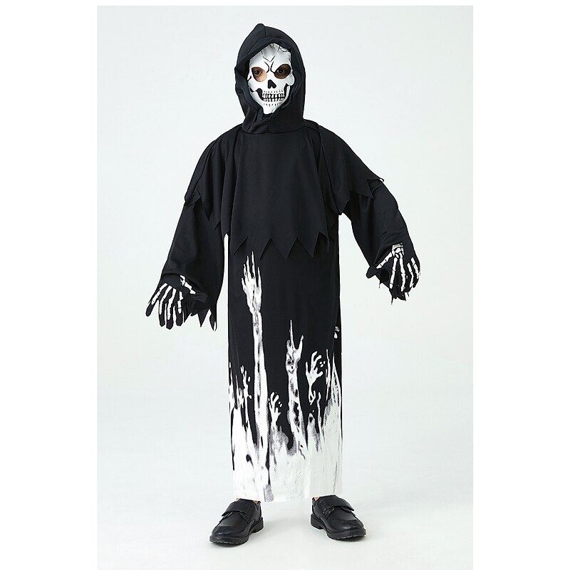 Ghost Grim Reaper Halloween Cosplay Costume Party Costume Masquerade Outfits Scary Costume Kid's Boys' Girls' Masquerade Performance Party Halloween Easy Halloween Costumes Dress Up2