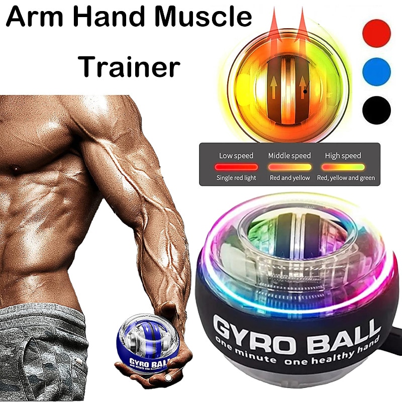 LED Gyroscopic Powerball Autostart Range Gyro Power Self Start Wrist Ball Fitness Exercise Equipment Arm Hand Muscle Trainer