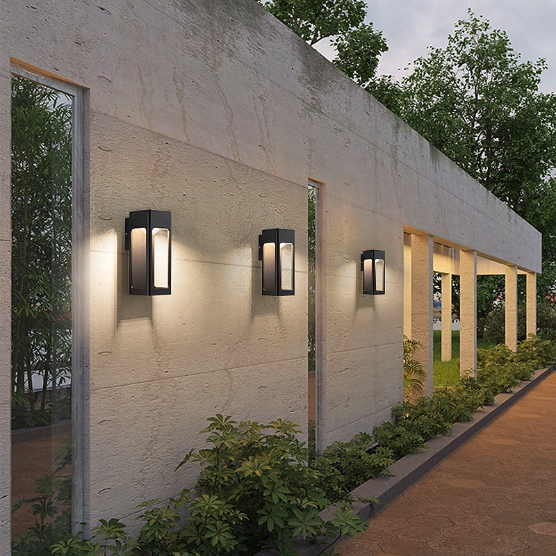 Outdoor Waterproof IP65 LED Long Strip Wall Light Modern Wall-Mounted Lamp Sconce Suitable for Living Room Courtyard Porch Patio, Black,Die-cast Aluminum Lights Warm White AC85-265V3