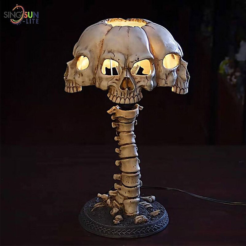 Skull Table Lamp Luminous Skull Night Light Creative Resin Home Office Desktop Ornament Halloween Decoration3