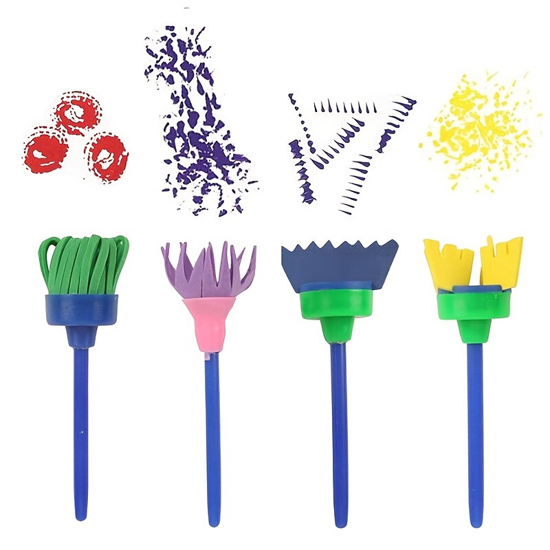 4pcs/set Painting Tools Drawing Toys Flower Stamp Sponge Brush Set Art Supplies For Kids Gift For Kids3