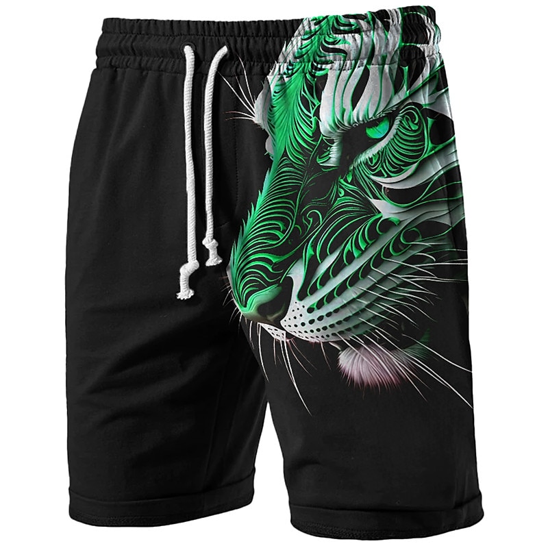 Men's Animal Tiger Graphic Prints Sweat Shorts Beach Shorts Terry Shorts Mid Waist Casual Athleisure Daily Holiday Streetwear Drawstring Elastic Waist 3D Print Designer Clothing Apparel2