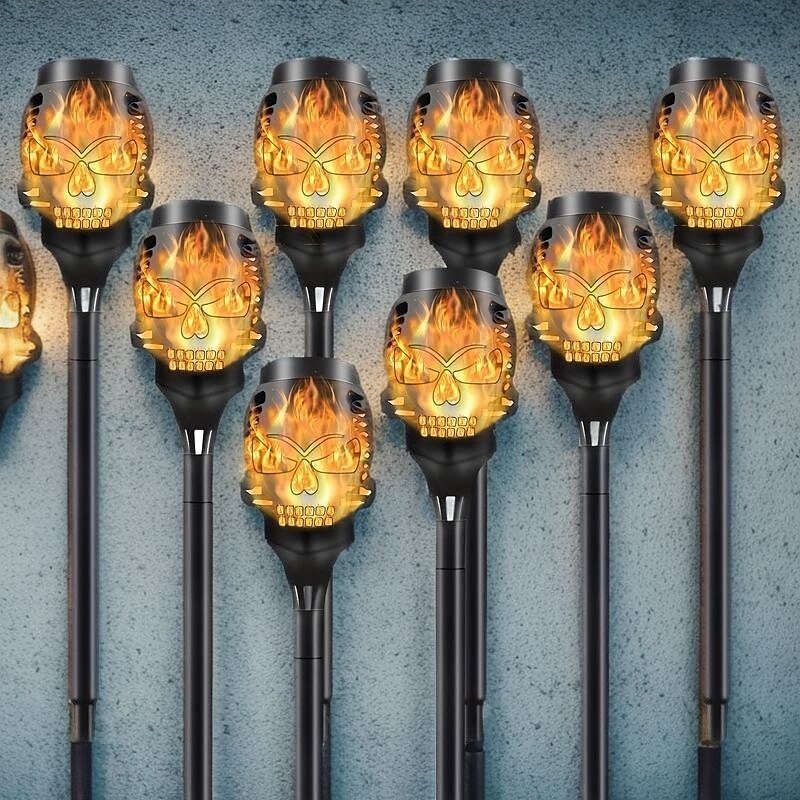 4 Packs Solar Halloween Outdoor Garden Light Outdoor Waterproof Torch Light Garden Decoration Spooky Glow Planting Grass Flame Light2