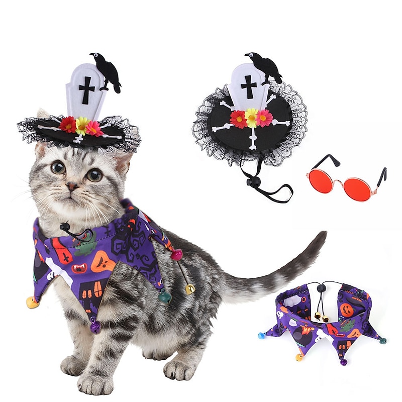Dog Cat Bandanas & Hats Sunglasses Cosplay Halloween Outfit Cosplay Funny Winter Soft Washable Comfortable Halloween Outdoor Halloween Casual Daily Dog Clothing for Bichon Frise Pomeranian Baby Pet